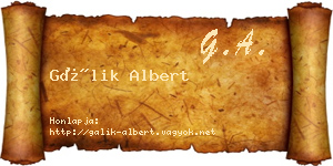 Gálik Albert névjegykártya